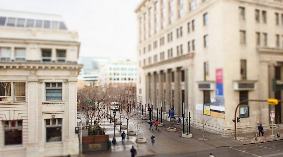 A view from across the road of the Calgary Public Building.