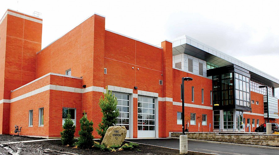 The brick exterior of the South Ridge EMS building.