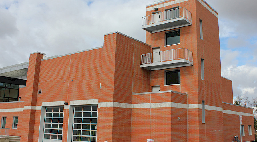 The brick exterior of the South Ridge EMS building.