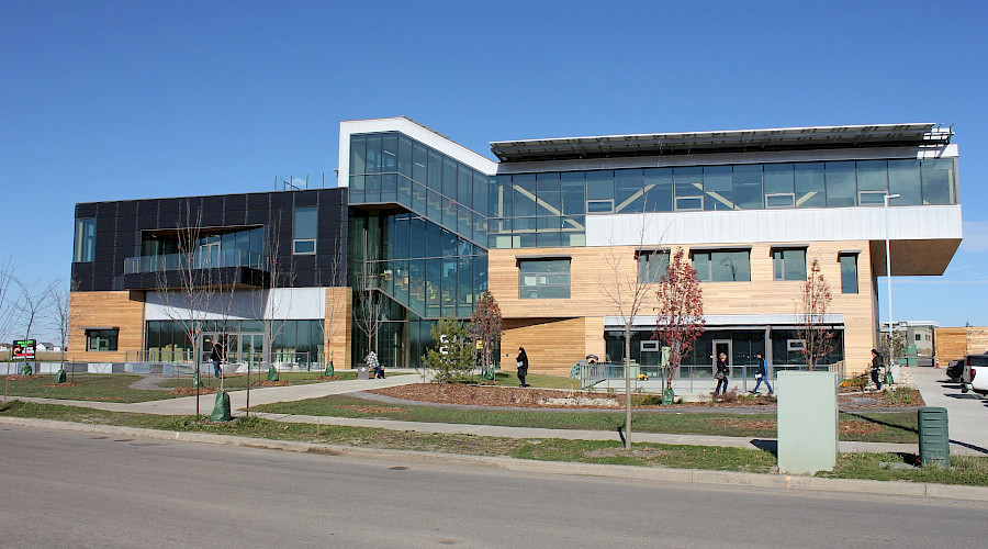 The exterior of the Mosaic Centre on a bright day.