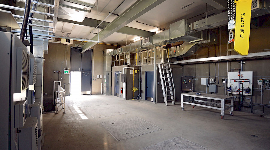 The inside of the maintenance building at the Lacombe Regional Lift Station.