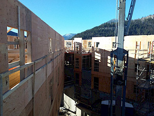 A photo of housing units under construction.