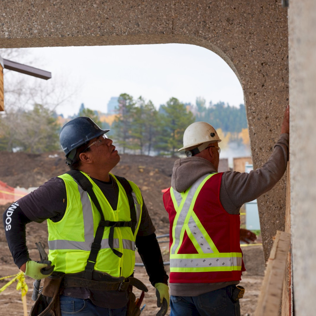 Two Chandos Construction workers on site in Edmonton