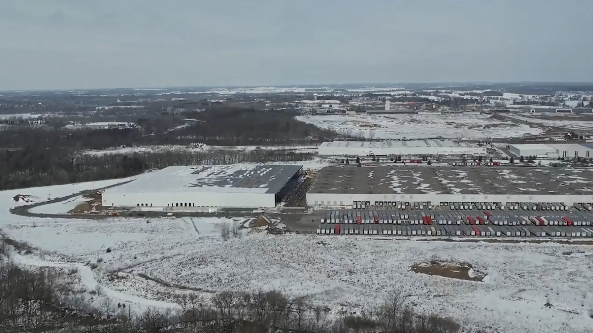 Drone photo of the new warehouse at P&G North Star in Brantford, ON