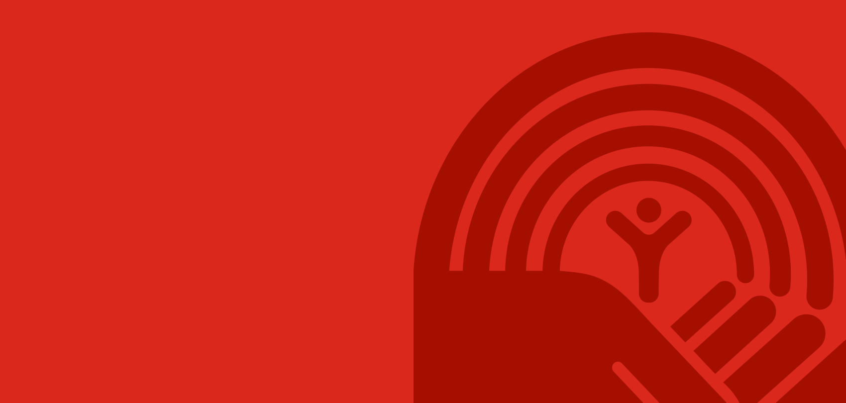 The United Way logo on a red background.