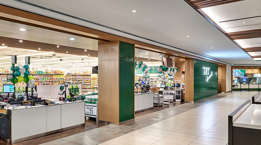 The open entrance to a T&T Supermarket in a mall.