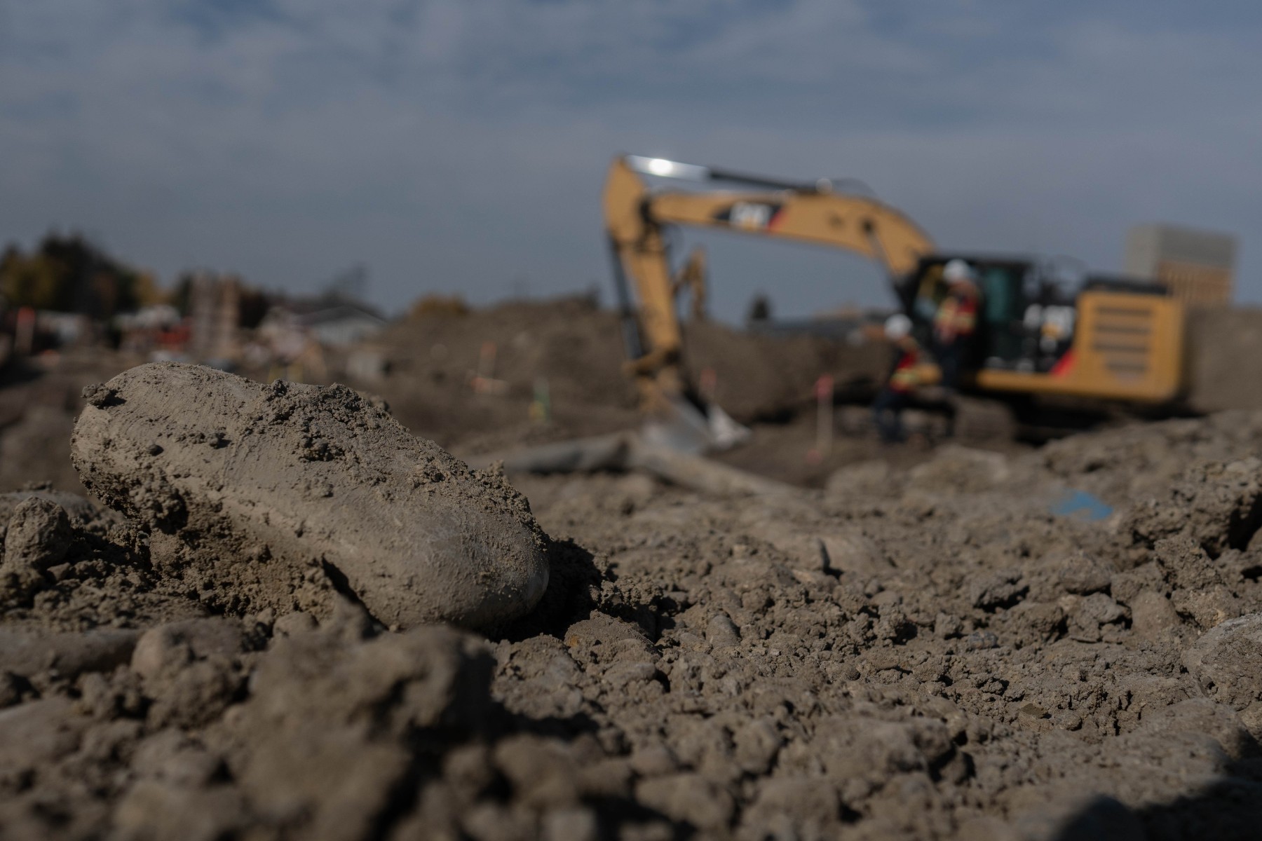 A photo of an excavator in use on a construction site.