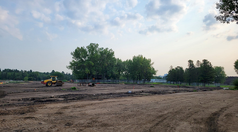 Underground piping being installed in Edmonton by Chandos Construction at William Hawrelak Park