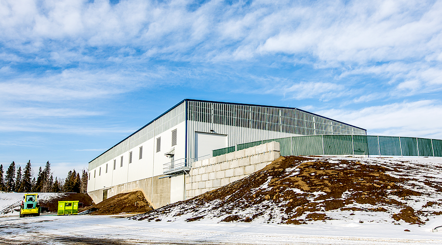 Exterior shot of the Parkland County transfer station with building envelope built by Chandos Construction in Alberta