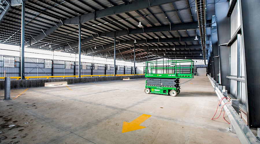 Interior shot of the Parkland County transfer station with concrete flooring built by Chandos Construction in Alberta