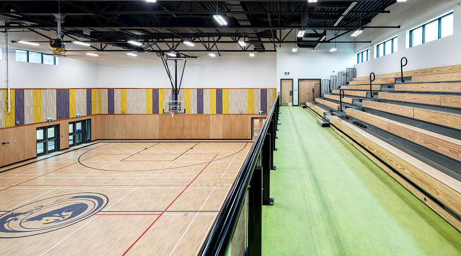 Interior image of the new gym at OKIB Cultural Immersion Centre built by Chandos Construction Kelowna