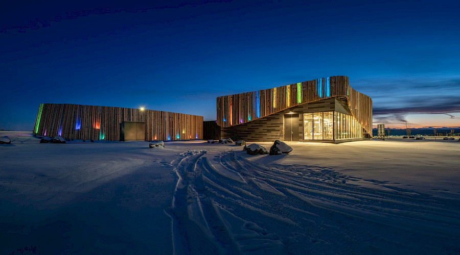 Exterior shot of the new Taza Park water reservoir under construction, being completed by the Chandos Construction Calgary team