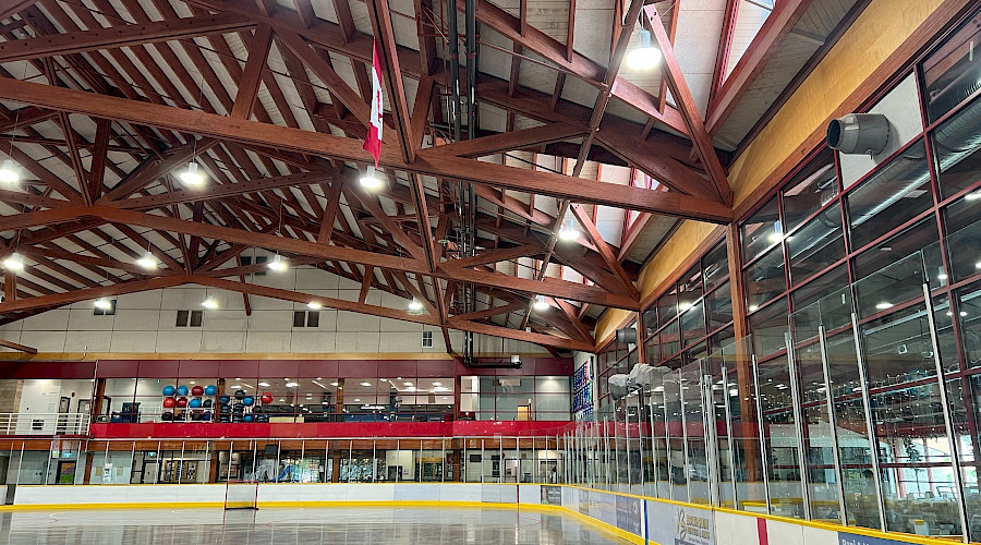 Interior image of the Abbotsford Recreation Centre arena, renovated by Chandos Construction