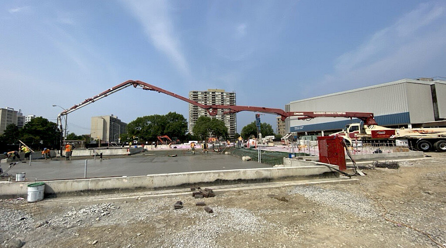 Image of slab pour performed by Chandos Construction Toronto trade partners at the new Toronto Public Library, Centennial Library.